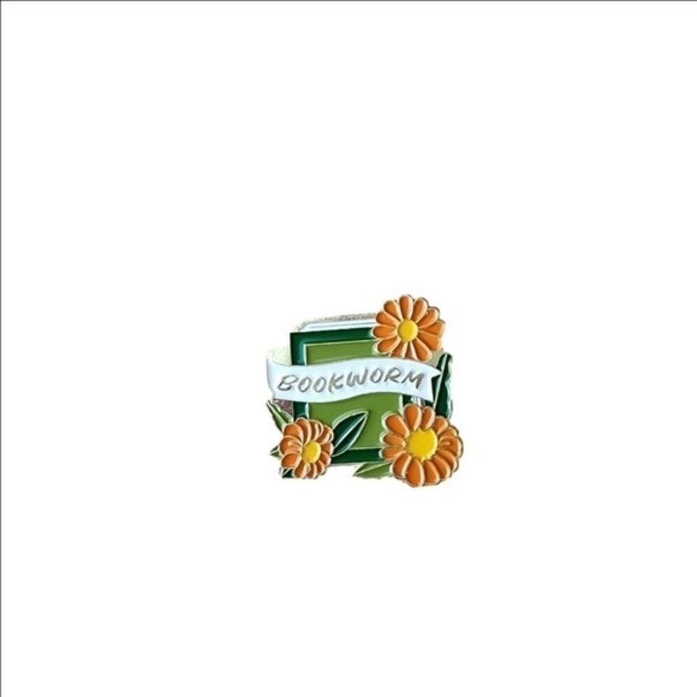 Flowers Bookworm Pin‎